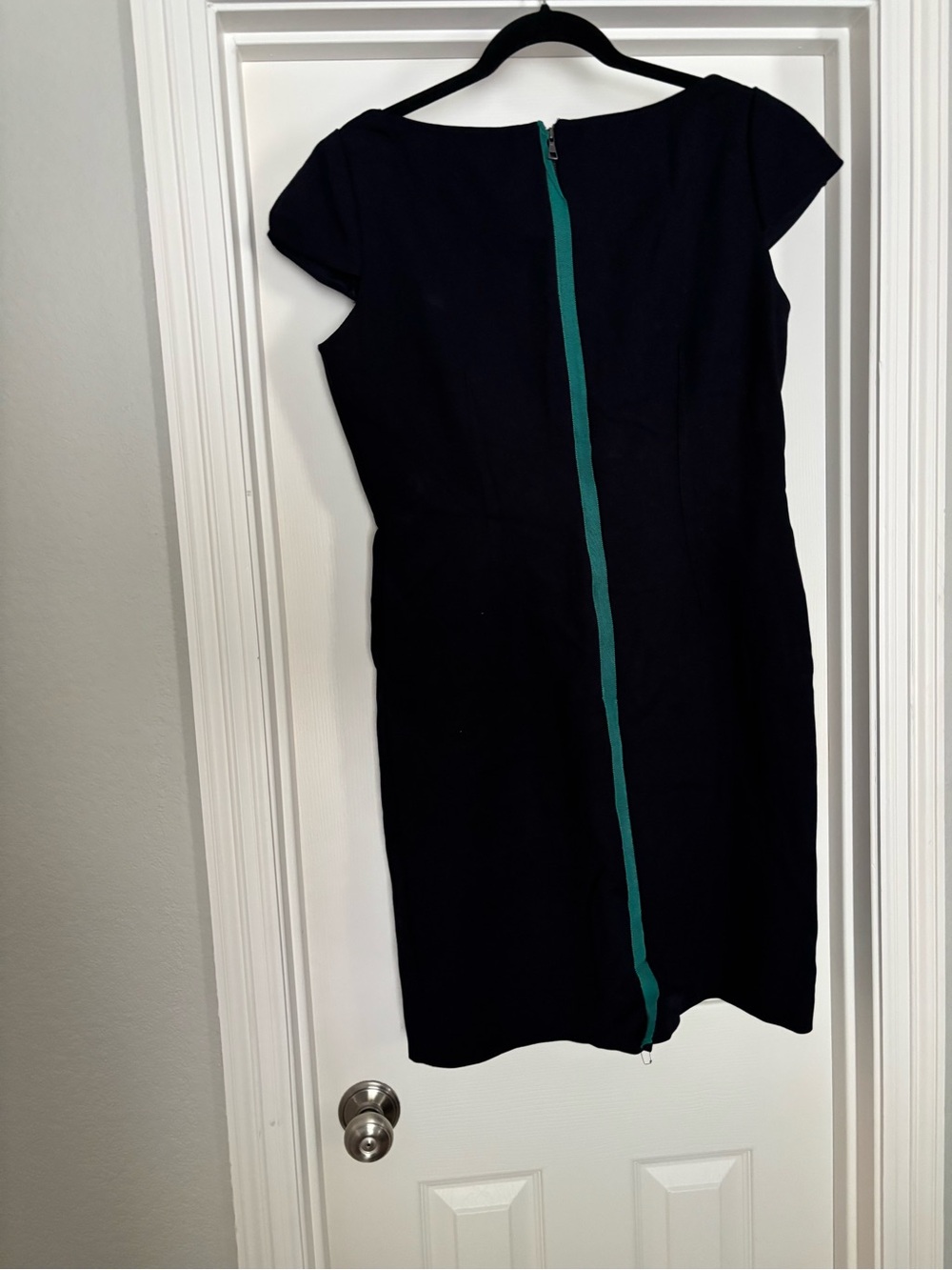 ANTONIO MELANI Navy Midi Dress with Teal Back Zip